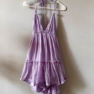 Lilac Backless Sun Dress Size Small, Halter Tie